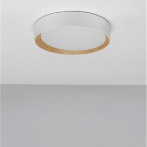 Plafoniera LED dimabila design modern STAKE alb/lemn 35cm 137451 universul-luminii.ro