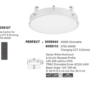 Plafoniera LED incastrabila reglabila PERFECT 60cm alba 3000K Dimmable 140561 universul-luminii.ro