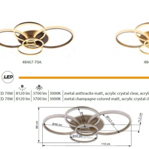 Plafoniera LED metal antracit cristale acrilice LORELEI 249831 universul-luminii.ro