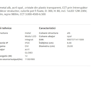 Plafoniera LED moderna cu decor stralucitor OVI 12W 202911 universul-luminii.ro