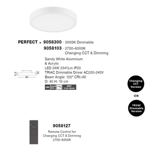 Plafoniera LED moderna design slim PERFECT 40cm alba CCT Dimmable 140391 universul-luminii.ro