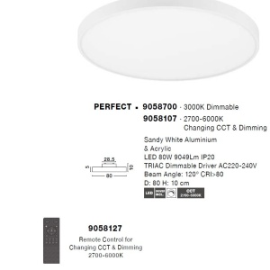 Plafoniera LED moderna design slim PERFECT 80cm alba 3000K Dimmable 140411 universul-luminii.ro