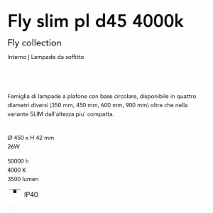 Plafoniera LED moderna Fly slim pl d45 4000k alba 165261 universul-luminii.ro