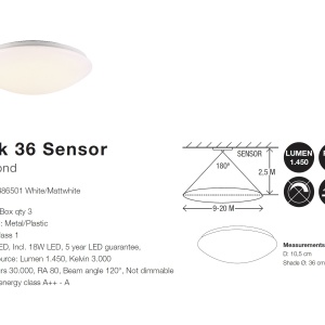 Plafoniera LED pentru baie cu senzor de miscare Ask 36 45386501 NL 72581 universul-luminii.ro