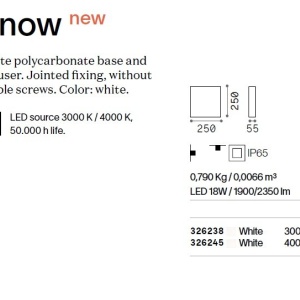 Plafoniera LED pentru Iluminat Exterior Snow pl 4000K, Protectie IP65 165271 universul-luminii.ro