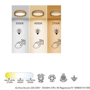 Plafoniera LED ratan design natural KILIMANJARO 54,5cm 220671 universul-luminii.ro