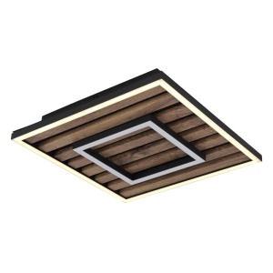 Plafoniera LED riflaj MDF cu efect de lemn WOODY 30x30cm 249591 universul-luminii.ro