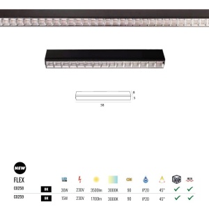 Plafoniera liniara LED Flex negru 115cm 595321 universul-luminii.ro