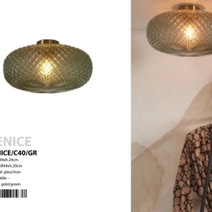 Plafoniera moderna design decorativ Venice auriu/verde 224321 universul-luminii.ro