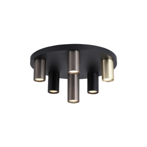 Plafoniera neagra cu 6 spoturi GU10 Tubes