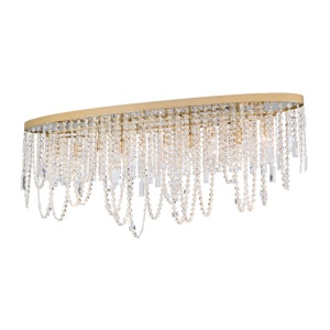 Plafoniera ovala din alama si cristale Schöler Kristalldesign 110x25cm, gold - Img 3