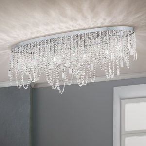 Plafoniera ovala din alama si cristale Schöler Kristalldesign 110x25cm, chrome - Img 3
