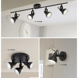 Plafoniera stil industrial cu 3 spoturi orientabile Focus 1543BK SRT 80801 universul-luminii.ro