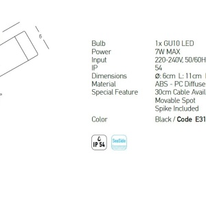 Proiector cu tarus iluminat exterior decorativ IP54 Ravy GU10 154481 universul-luminii.ro