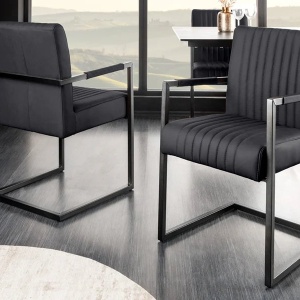 Scaun cu brate design retro Big Aston piele naturala neagra - Img 8
