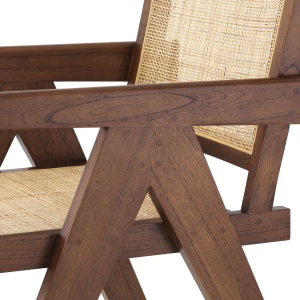 Scaun cu brate design vintage Aristide, maro - Img 5