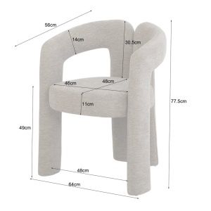 Scaun cu design sculptural tesatura chenille greige ARCH - Img 4