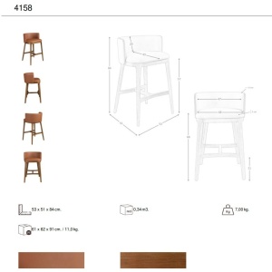 Scaun de bar design LUX, Nuc, Piele sintetica, Brown - Img 10