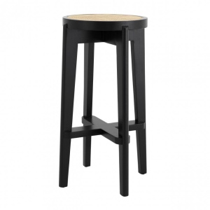 Scaun de bar din lemn finisaj negru design modern Dareau, H-76,5cm 114381 HZ