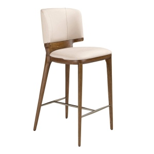 Scaun de bar din lemn si piele sintetica Cream