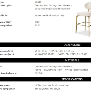 Scaun de bar elegant design LUX, Counter Stool Dorrego - Img 3