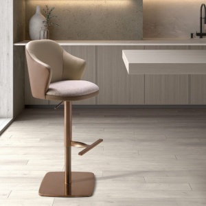 Scaun de bar pivotant cu inaltime reglabila Stool crem/ maro - Img 9
