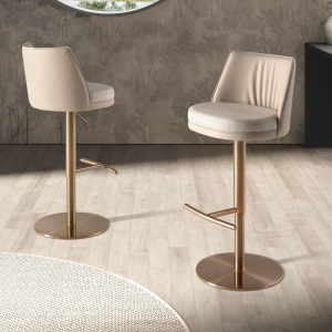 Scaun de bar pivotant cu inaltime reglabila Stool crem - Img 7