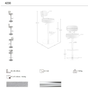 Scaun de bar pivotant cu inaltime reglabila Stool gri deschis - Img 10