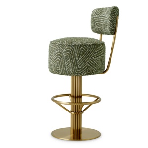 Scaun de bar pivotant design LUX Carleton, camari green - Img 6