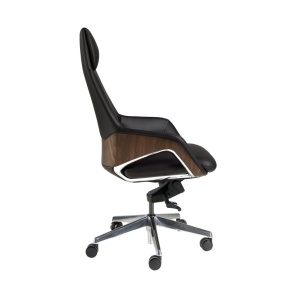 Scaun de birou modern piele sintetica si furnir de nuc Black - Img 4