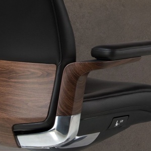 Scaun de birou modern piele sintetica si furnir de nuc Black - Img 9