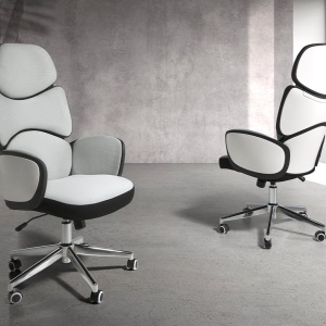 Scaun de birou pivotant design modern Gris-White - Img 5