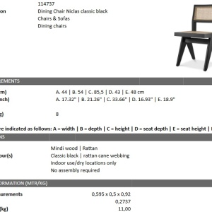 Scaun design clasic din lemn si rattan Niclas, negru 114737 HZ - Img 2