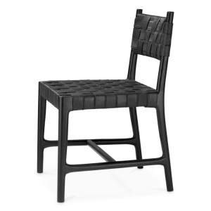 Scaun design LUX, Piele clasica neagra, Lemn, Tiberio - Img 3
