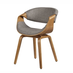 Scaun design scandinav, Lemn de frasin, textil gri texturat ORGANIC - Img 3