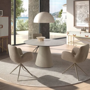 Scaun modern pivotant Beige fabric - Img 8