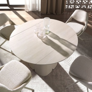 Scaun modern pivotant material textil Off-white and cream - Img 4