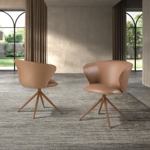 Scaun modern pivotant piele sintetica Camel - Img 6