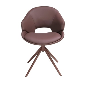 Scaun modern pivotant piele sintetica maro cupru - Img 3