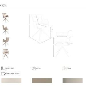 Scaun modern pivotant piele sintetica Off-white/ Greige - Img 10
