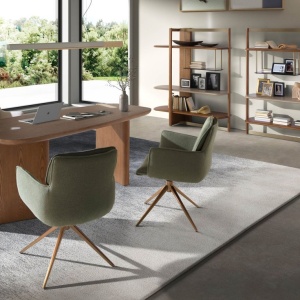 Scaun modern pivotant tesatura Crem - Img 8