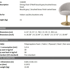 Scaun pivotant design elegant LUX O'Neill, boucle gri - Img 2