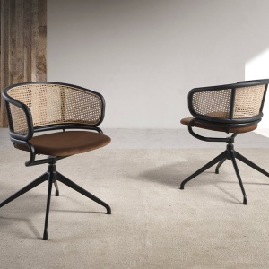 Scaun pivotant design modern Rattan - Img 10