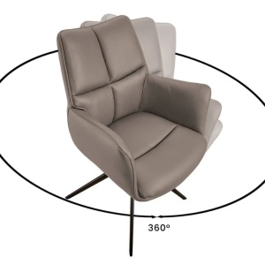 Scaun pivotant modern, Piele Naturala, Maro, PAPILLON - Img 3