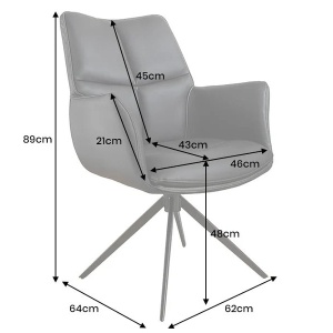 Scaun pivotant modern, Piele Naturala, Negru, PAPILLON - Img 4