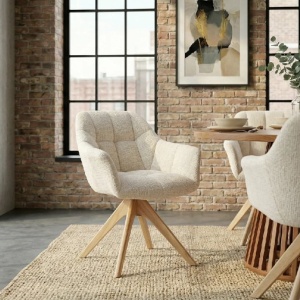 Scaun pivotant PAPILLON tesatura chenille/ stejar - Img 2
