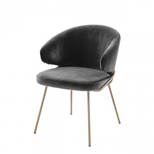 Scaun tapitat design LUX Kinley, catifea savona gri inchis 113584 HZ
