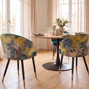 Set 2 scaune MAISON CLASSIQUE catifea verde, model floral - Img 2