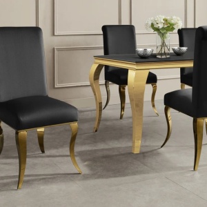 Set 2 scaune Modern Barock, auriu/ catifea neagra - Img 3