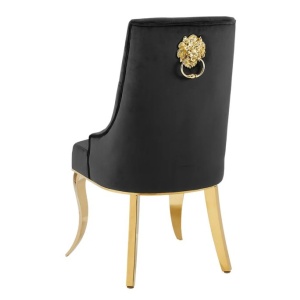 Set 2 scaune Modern Barock, auriu/ catifea neagra - Img 3